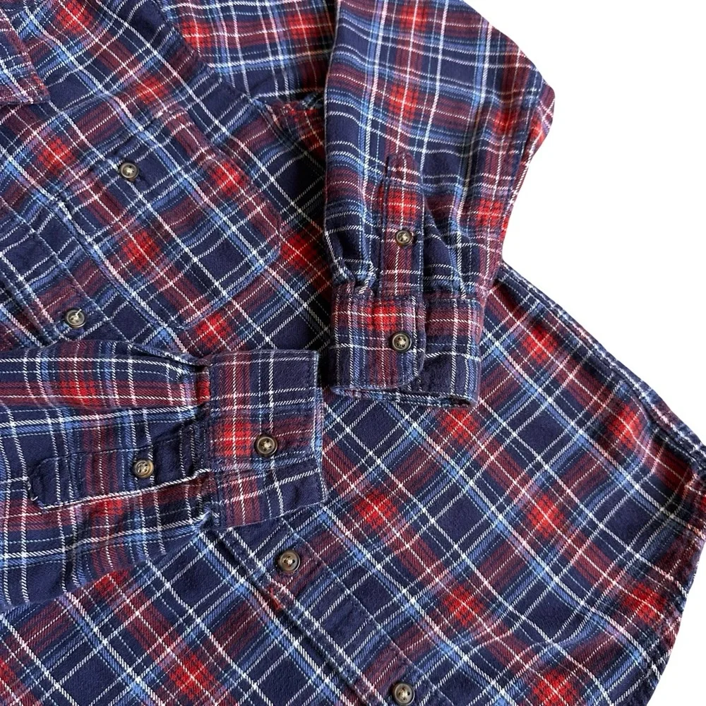 Carter's Size 7 Boys Blue Red Flannel button down long sleeve shirt